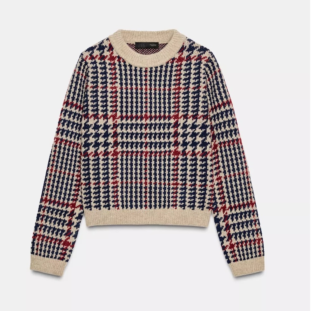 Zara NWT houndstooth wool jumper sweater 0021/110 - Picture 3 of 13